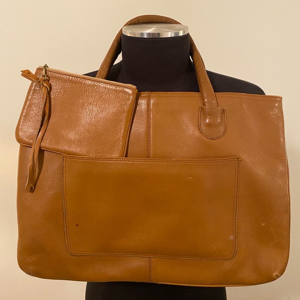 Vintage 80s Palizzio Leather Tote With Matching Wristlet